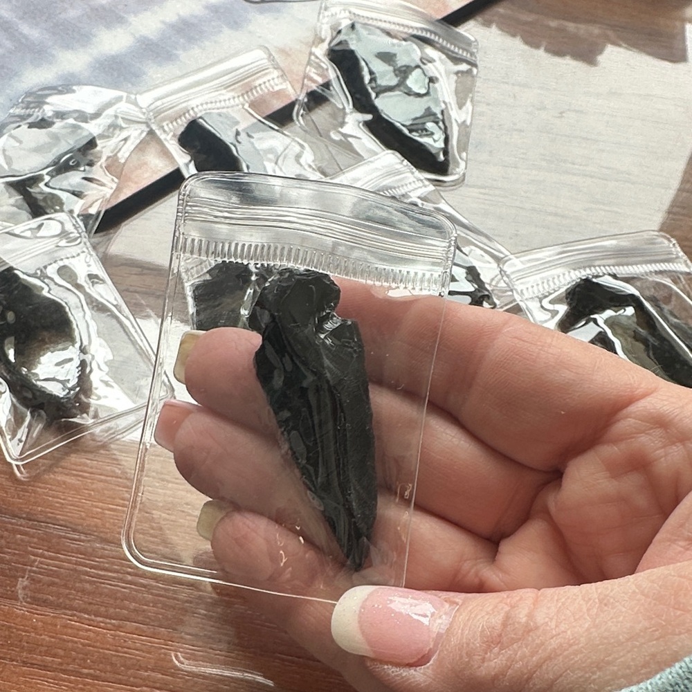 Arrowhead shaped black obsidian